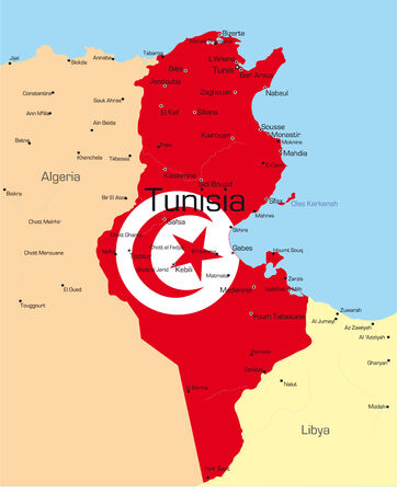 Abstract vector color map of Tunisia country colored by national flag
のイラスト素材