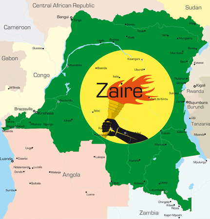 Abstract vector color map of Zaire country colored by national flag\rのイラスト素材
