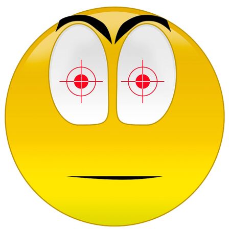 3d rendering smiley with target signs at eyesの写真素材