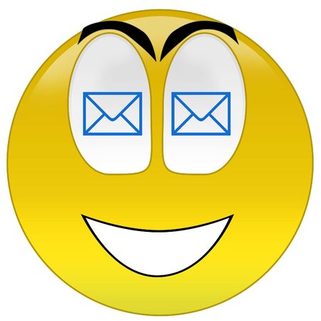3d rendering happy smiley with letter signs at eyesの写真素材