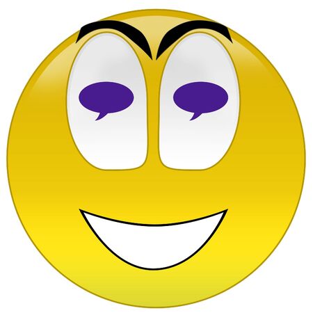 3d rendering happy thinking or dreaming smiley の写真素材
