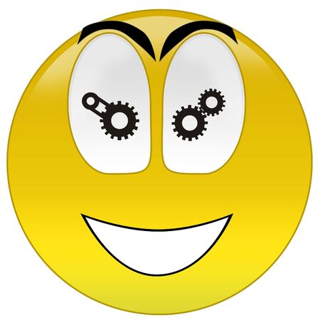 3d rendering happy smiley gear signs at eyesの写真素材