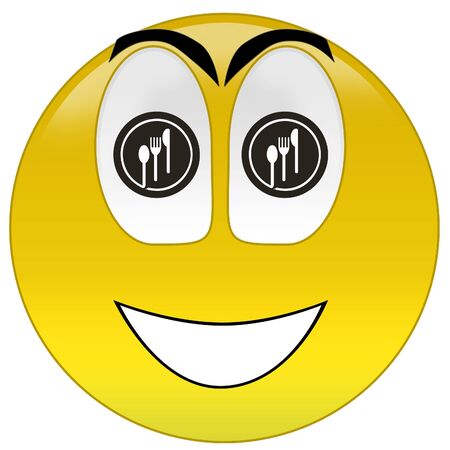 3d rendering happy smiley food signs at eyesの写真素材