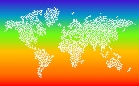 Stylized dotted world map in vector format on gradient backgroundのイラスト素材