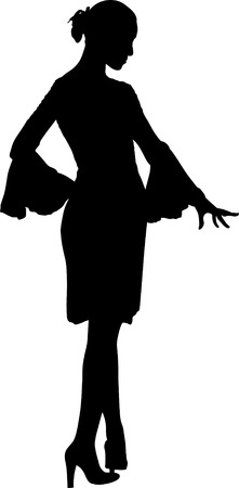 Vector  beauty girl posing silhouetteのイラスト素材