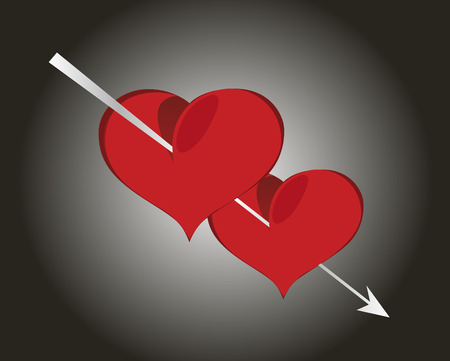 Abstract vector illustration of red heartsのイラスト素材