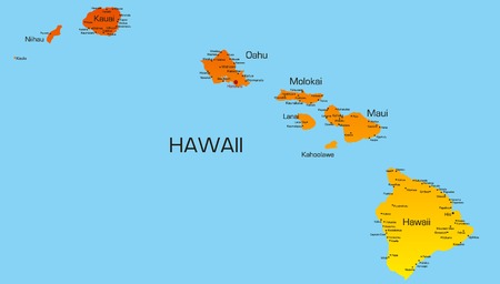 Vector color map of hawaii state. Usaのイラスト素材