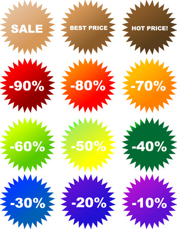 Set of colorful vector sale stickers and labelsのイラスト素材