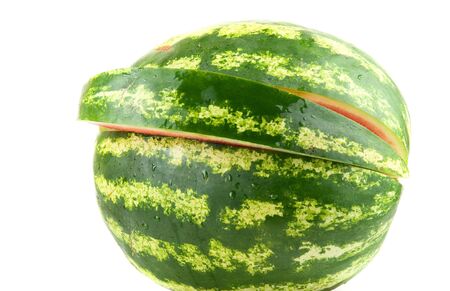 Ripe watermelon isolated on white background.の写真素材