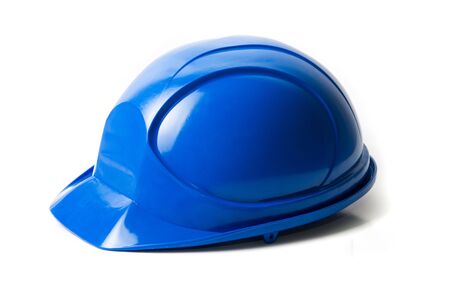 Blue helmet isolated on white backgroundの写真素材