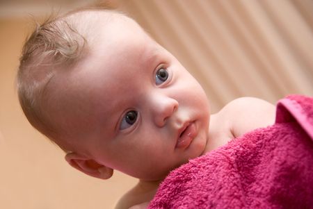 Close up portrait of little baby boyの写真素材