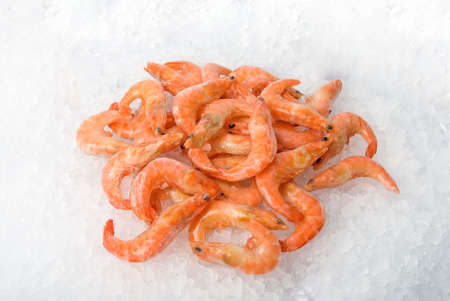 King shrimps at fishmarket on ice backgroundの写真素材