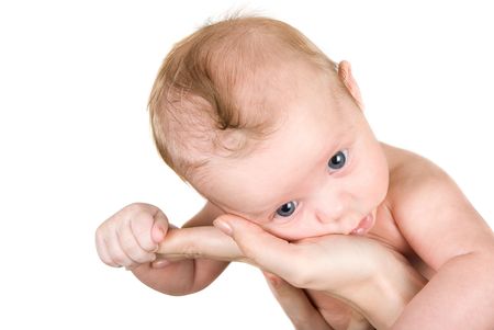 Beauty baby boy isolated on a white backgroundの写真素材