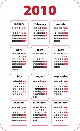 Calendar 2010 grid illustration on Englishのイラスト素材