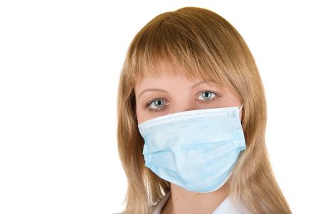 Closeup of a girl wearing a protection mask 
の写真素材