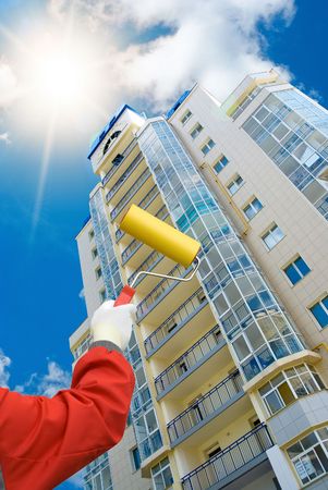 house painter on blue sky background
の写真素材