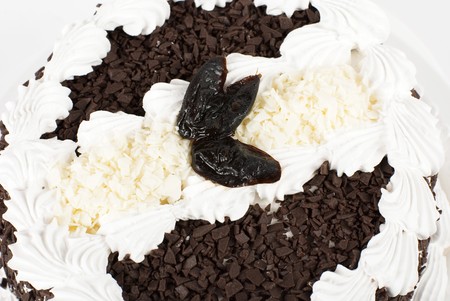 chocolate cake with raisins closeupの写真素材