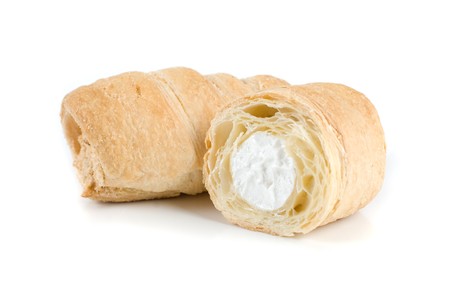 Cream eclairs isolated on a white backgroundの写真素材