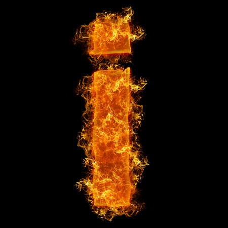 Fire small letter I on a black backgroundの写真素材