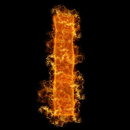 Fire small letter L on a black backgroundの写真素材