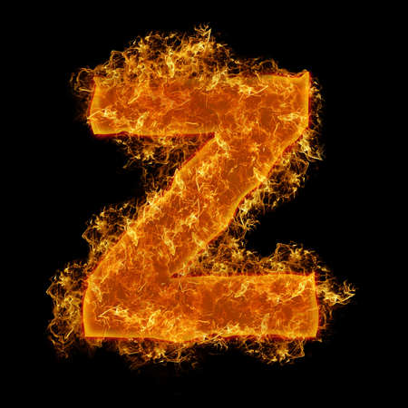 Fire small letter Z on a black backgroundの写真素材