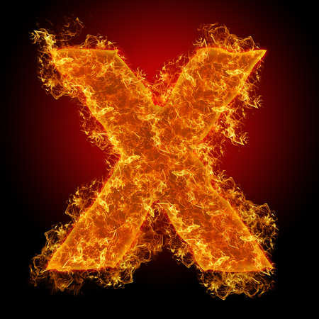 Fire small letter X on a black backgroundの写真素材