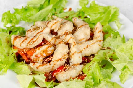 Dish of roasted filet pikeperch with vegetablesの写真素材