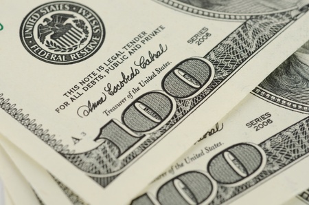 Close up view of pack dollar banknotesの写真素材