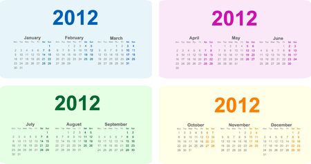 2012 year calendar vector illustration. Winter, summer, spring and autumnのイラスト素材