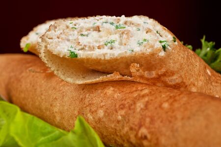 Pancake with greens and feta cheese