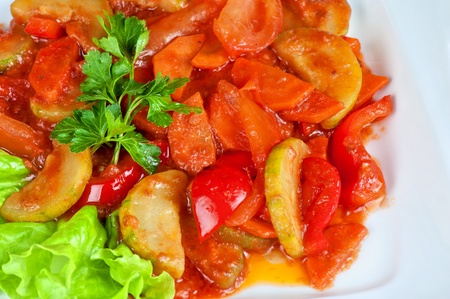 saute from zucchini, tomato, pepper and carrot