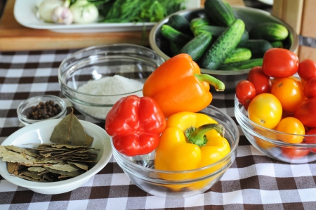 fresh vegetables on the tableの写真素材