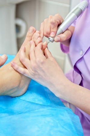 female foot pedicure in a beauty salonの写真素材