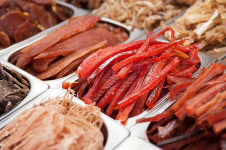 snacks for beer at counter of a shopの写真素材