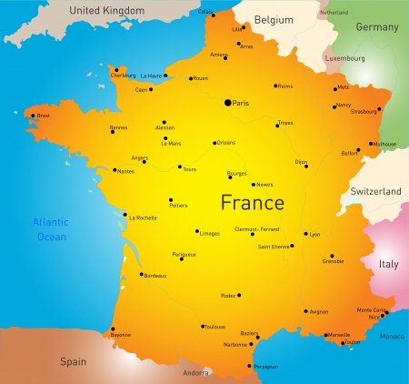 vector color map of France countryのイラスト素材