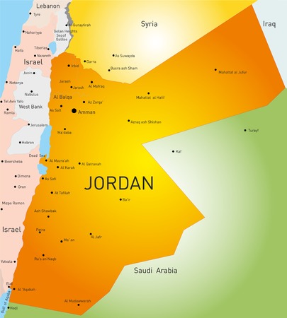detailed vector color map of Jordan countryのイラスト素材