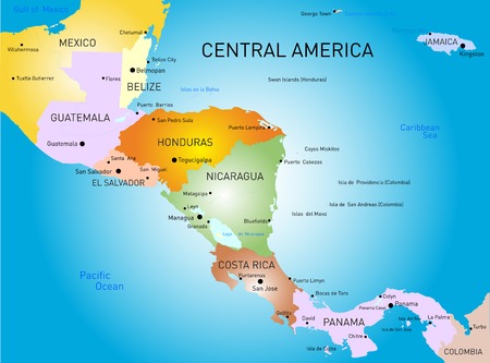 Vector color central america map のイラスト素材