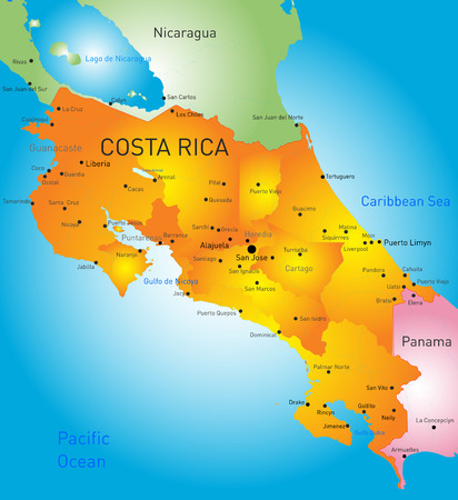 Vector color map of Costa Rica countryのイラスト素材