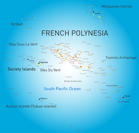 Vector color map of French Polynesia のイラスト素材