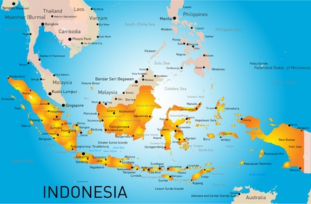 Indonesia country vector color map のイラスト素材