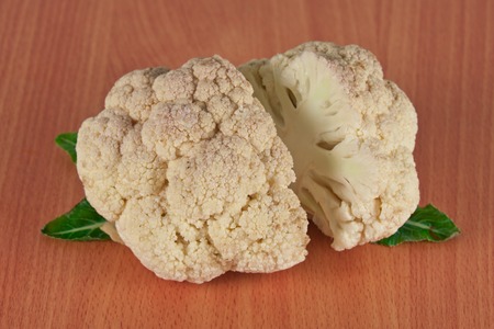 fresh cauliflower on the table, healthy foodの写真素材