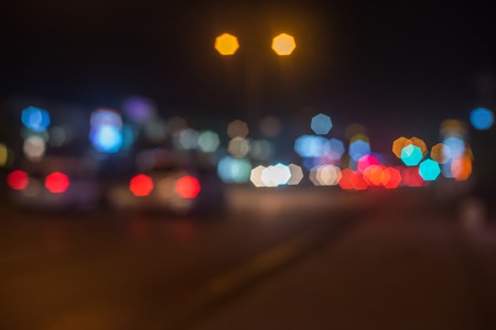 Defocused photo of night cityの写真素材