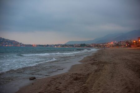 Blue sea with waves and skyの写真素材