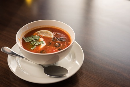 Traditional russian soljanka or saltwort soupの写真素材