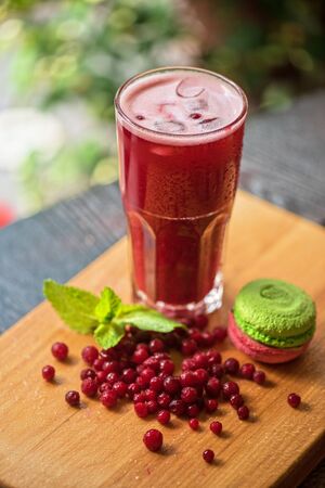 fruit non-alcoholic drink with cranberriesの写真素材
