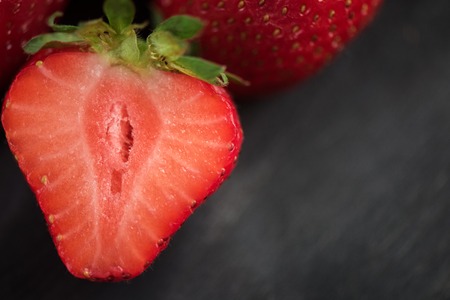 Fresh ripe strawberry in a glassの写真素材