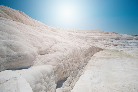 Pammukale, Turkey - July, 2015: panoramic view of Pammukale near modern turkey city Denizliの写真素材