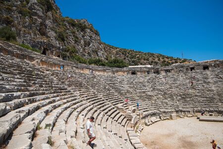 Demre, Turkey - July, 2015: Ancient lycian Myra rock tomb ruins at Turkey Demreのeditorial素材