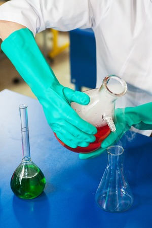 Experiments in a chemistry lab, closeup photoの写真素材