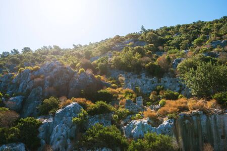 Sea, near ruins of the ancient city on the Kekova island, Turkeyの写真素材